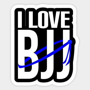 I love bjj - brazilian jiu jitsu blue belt Sticker